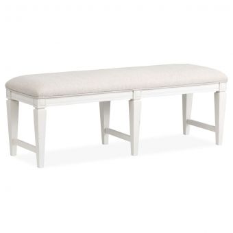 Magnussen Willowbrook Bench with Upholstered Seat in Egg Shell White with Slight Rub Through, M10868 Natural Fabric