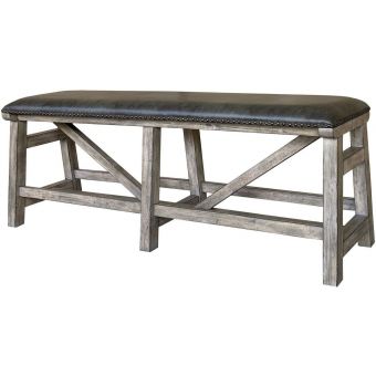 Parker House Lodge Bench Counter Upholstered 60 in.in Siltstone