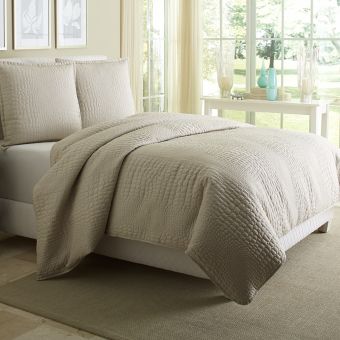 AICO Michael Amini Dash 3pc King Coverlet/Duvet Set, Natural