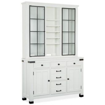 Magnussen Harper Springs Server with Hutch in Silo White