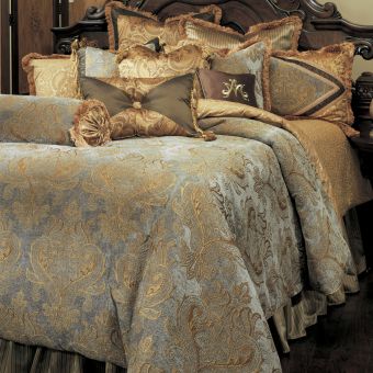 AICO Michael Amini Elizabeth 13pc King Comforter Set, Aqua