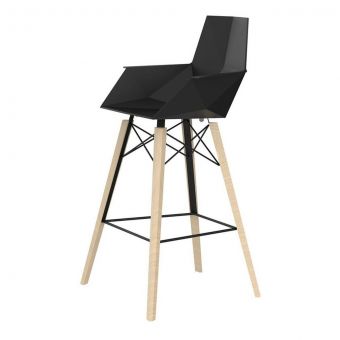 Vondom Faz Bar Stool with Arms in Black Seat - Set of 4