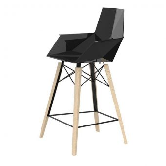 Vondom Faz Counter Stool with Arms in Black Seat - Set of 4