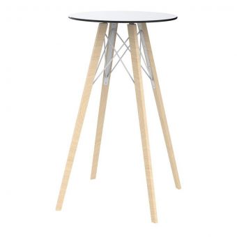 Vondom Faz Wood 23.5" Round High Table in White