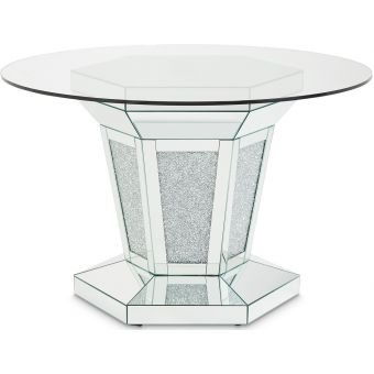 AICO Michael Amini Montreal Round Glass Dining Table
