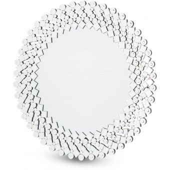 AICO Michael Amini Montreal Round Facet Silver Mirror 8017
