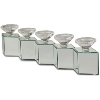 AICO Michael Amini Montreal Mirrored Cube Linear Candle Holder
