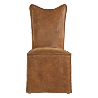 Uttermost Delroy Armless Chairs in Cognac - Set of 2