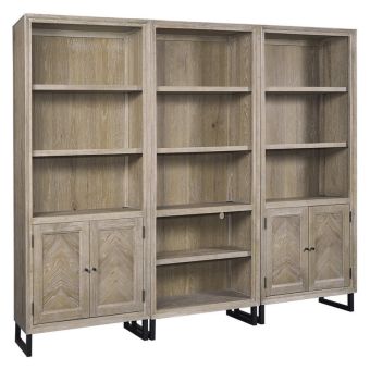 Aspenhome Harper Point 3Pc Bookcase Wall - Bleached Khaki