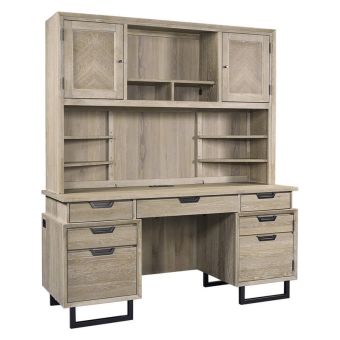 Aspenhome Harper Point 66" Credenza Desk With Hutch - Bleached Khaki