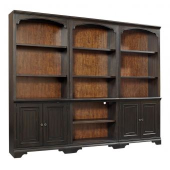 Aspenhome Hampton 3pc Bookcase Wall - Black Cherry