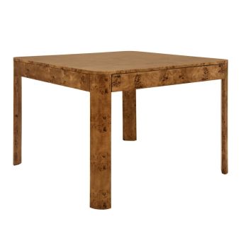 Worlds Away Jett Square Two Drawer Curved Corner Game Table in Dark Burl Wood