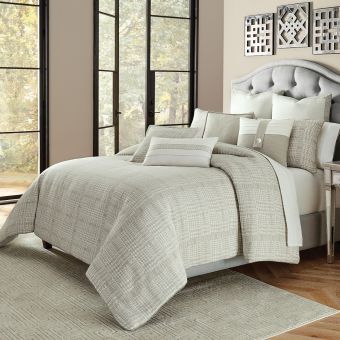 AICO Michael Amini Julianna 10pc King Comforter Set, Gray