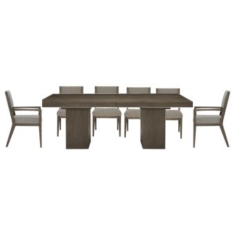 Bernhardt Linea 7pc Rectangular Dining Set with Linea Partial Back Side Chair in Cerused Charcoal