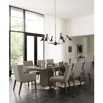 Bernhardt Linea 3pc Rectangular Dining Set with Side Chair in Cerused Charcoal