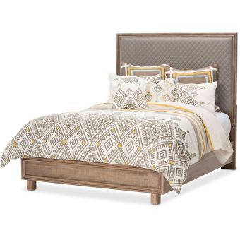 AICO Michael Amini Kathy Ireland Hudson Ferry Queen Diamond-Quilted Panel Bed in Gray