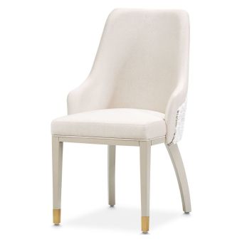 AICO Michael Amini Carmela Dining Arm Chair in Shimmer Ivory