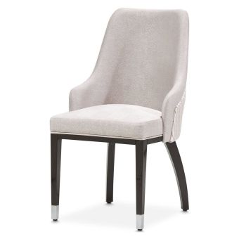 AICO Michael Amini Carmela Dining Arm Chair in Glossy Charcoal Sand
