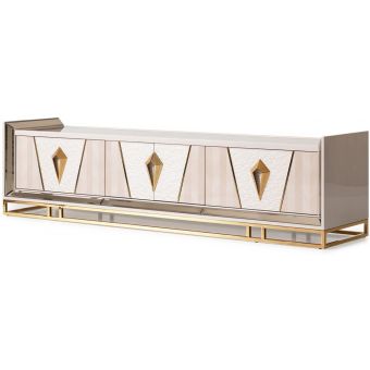 AICO Michael Amini Carmela Media Cabinet Shimmer Ivory