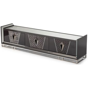 AICO Michael Amini Carmela Media Cabinet Glossy Charcoal Sand