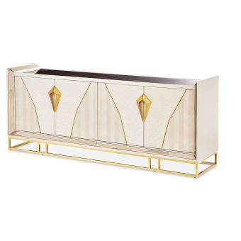 AICO Michael Amini Carmela Console Table in Shimmer Ivory