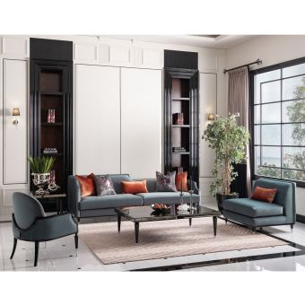 AICO Michael Amini La Francaise Mansion Sofa Set Azure Black