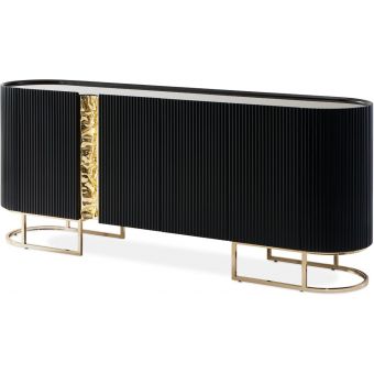 AICO Michael Amini Lisbon Console Table Silken Matte Black