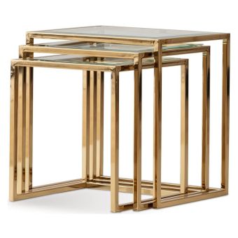 AICO Michael Amini Savannah Breeze Nesting Tables in Bright Gold - Set Of 3