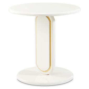AICO Michael Amini Sassani End Table in Pearl White/Gold