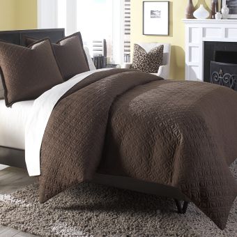 AICO Michael Amini Leigh 3pc King Coverlet/Duvet Set  Cocoa (CL1A) - CLEARANCE SALE