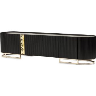 AICO Michael Amini Lisbon Media Cabinet Silken - Matte Black