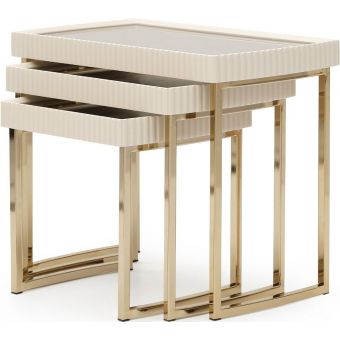 AICO Michael Amini Lisbon Nesting Tables Silken - Matte Cream