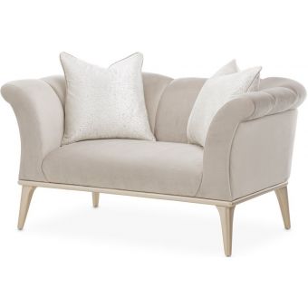 AICO Michael Amini Yvette Chair 1/2 Porcini - Medium Champagne