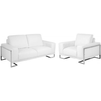 AICO Michael Amini Mia Bella Gianna Leather Sofa Set - White