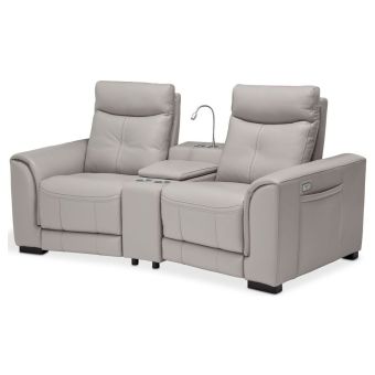 AICO Michael Amini Mia Bella Bentley Motion Loveseat with Storage Console in Dark Espresso