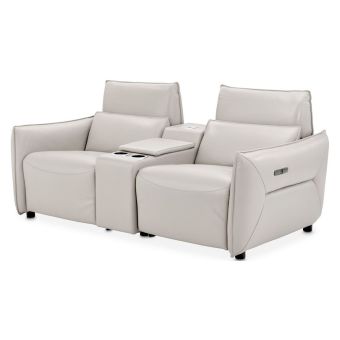 AICO Michael Amini Mia Bella Verona Reclining Loveseat with Storage Console in Light Gray