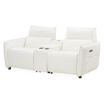 AICO Michael Amini Mia Bella Verona Reclining Loveseat with Storage Console in Snow White