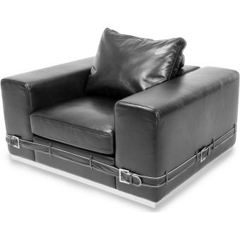AICO Michael Amini Mia Bella Ciras Leather Chair in Black