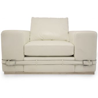 AICO Michael Amini Mia Bella Ciras Leather Chair in Cream