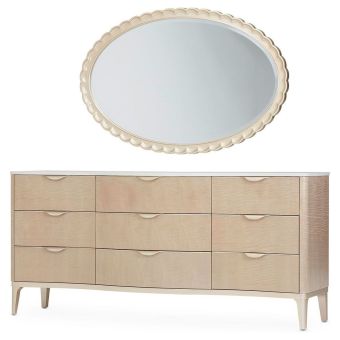 AICO Michael Amini Malibu Crest Dresser with Mirror in Blush