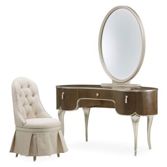 AICO Michael Amini Villa Cherie Hazelnut Vanity Set with Mirror & Chair