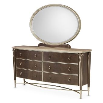 AICO Michael Amini Villa Cherie Hazelnut Dresser with Mirror
