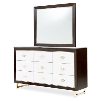 AICO Michael Amini Belmont Place Dresser with Mirror in Espresso