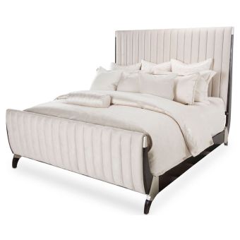 AICO Michael Amini Paris Chic Cal King Tufted Sleigh Bed in Espresso