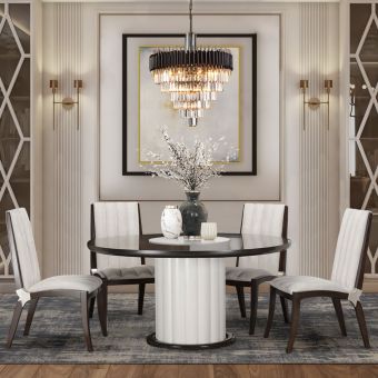 AICO Michael Amini Paris Chic 3pc 60'' Round Dining Set in Espresso