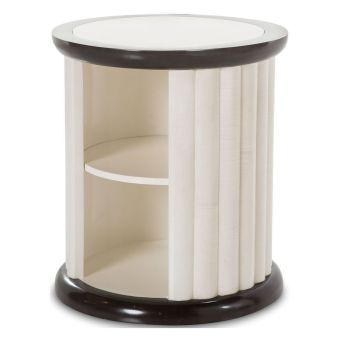 AICO Michael Amini Paris Chic Round End Table in Espresso