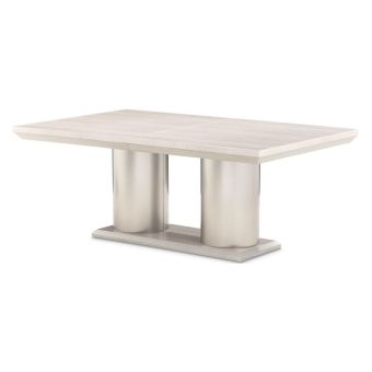 AICO Michael Amini Marin Rectangular Double Pedestal Table in Greige