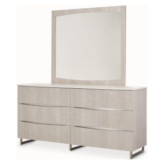 AICO Michael Amini Marin Dresser with Mirror in Greige