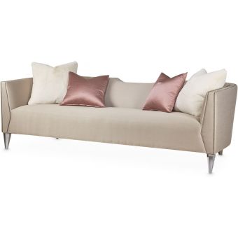 AICO Michael Amini Linea Sofa Metallic SilverMist