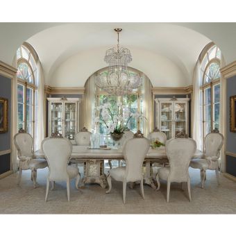 AICO Michael Amini Platine De Royale Rectangular Dining Set